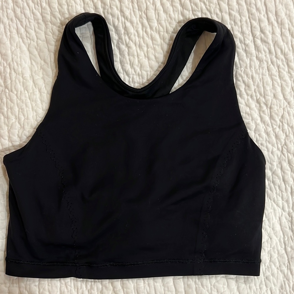 Women’s Lulu black sports bra - size 2-4.scolloping detail! Very gently worn.